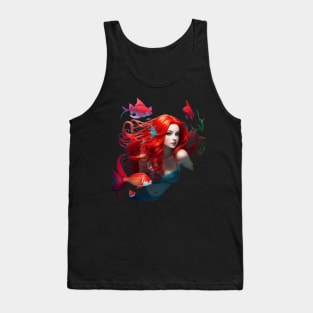 Floating Redhead Mermaid Tank Top